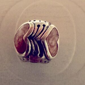 Authentic retired Pandora PINK ENAMEL HEARTS charm